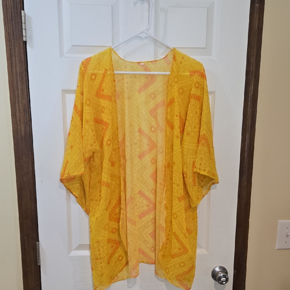 Yellow and Orange Kimono Cardigan Size L